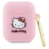 Akcesoria do słuchawek - Hello Kitty Etui CG Mobile Silicone 3D Kitty Head do AirPods 1 / 2, różowe - miniaturka - grafika 1