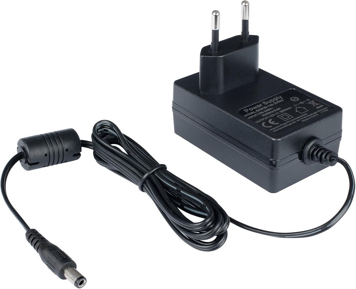 Poppstar zasilacz AC DC, zasilacz sieciowy 12V 2A (2000mA, 5,5/2,1mm) adapter prądu do obudowy dysków zewnętrznych, stacji dokujących itp.,150cm