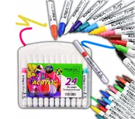 Zabawki kreatywne - Markery Pisaki Akrylowe Flamastry Do Malowania Ubrań Kamieni 0,7mm 24 Sztuk - miniaturka - grafika 1