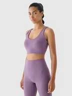 Bielizna sportowa damska - 4F Biustonosz treningowy ze średnim wsparciem - fioletowy XS - miniaturka - grafika 1