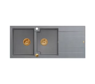 Quadron HQE11650U5_PVDC1_P2O Evan 121 silver stone - szary/miedziany - granitowy - wpuszczany w blat - ociekacz - Zlewozmywaki - miniaturka - grafika 1