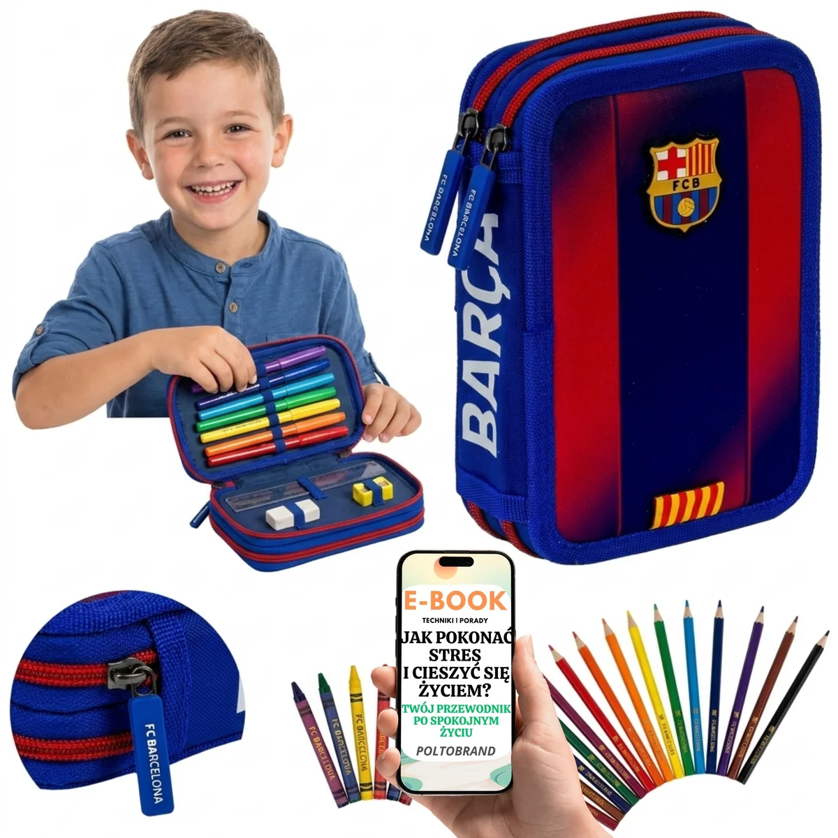 Piórnik Barca Rozkładany 2 Komory Kredki Flamastry Długopis + E-BOOK-1
