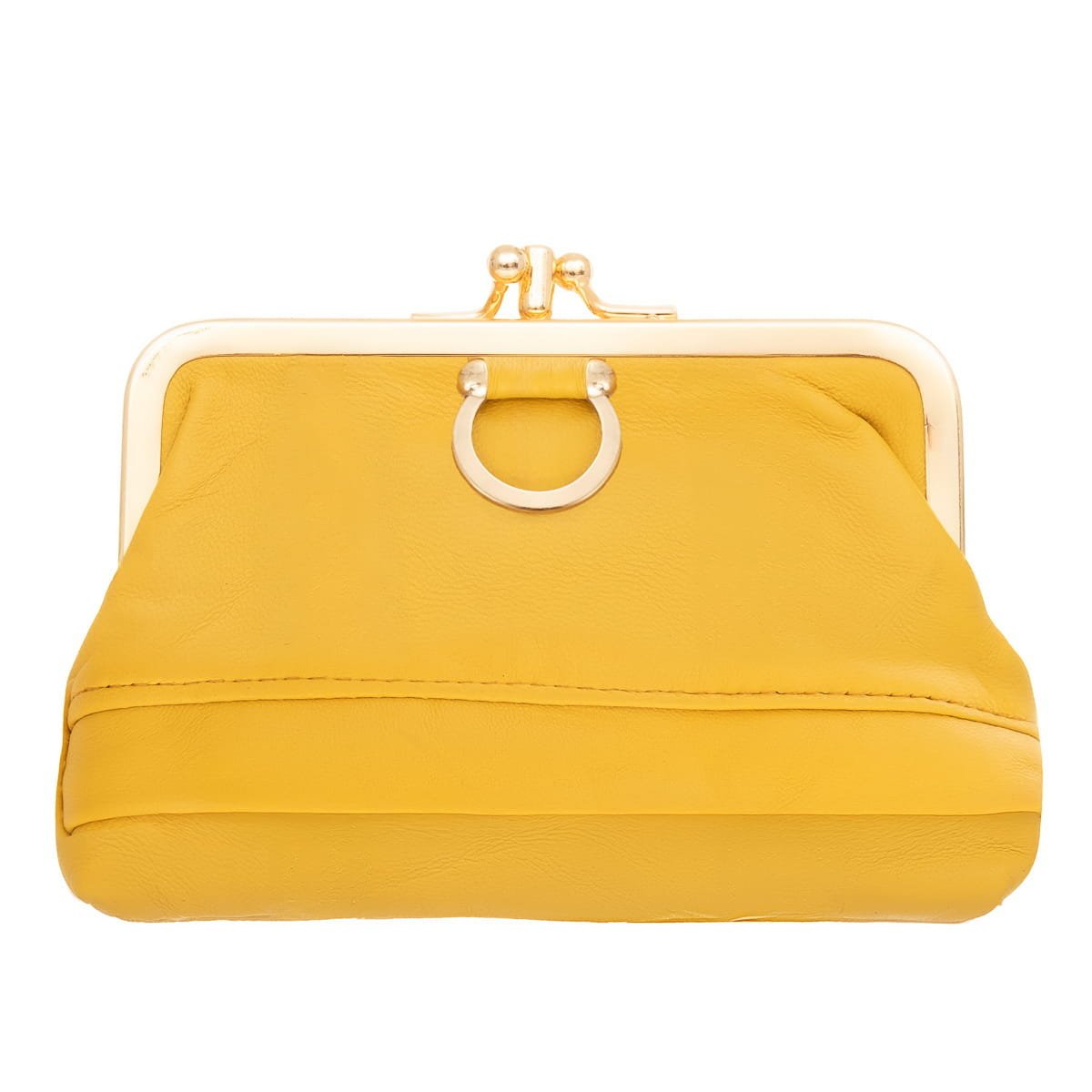 Średnia Portmonetka Skórzana Kaletnik Żółta