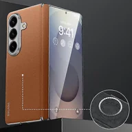 Etui i futerały do telefonów - SULADA Bezramowe etui na telefon PC ze skóry bydlęcej z wierzchniej warstwy do Samsung Galaxy Z Fold7 5G Brown - miniaturka - grafika 1