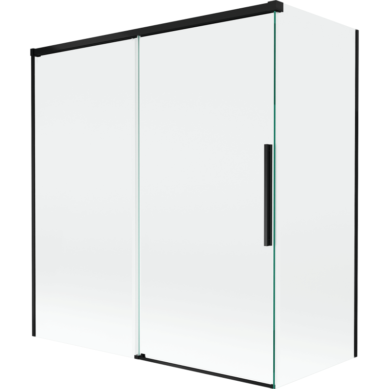 Mexen Rox parawan nawannowy 2-skrzydłowy rozsuwany 150 + 70 x 150 cm, transparent, czarny - 8C9-150-070-70-00