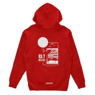 Bluza z kapturem Mazda RX-7 czerwona-M - Odzież do sportów motorowych - miniaturka - grafika 1