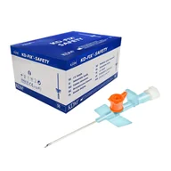 Meble i wyposażenie gabinetów medycznych - Wenflon bezpieczny pomarańczowy 14G 2,1mm x 45mm kaniula dożylna z samozamykającym się korkiem KD-Fix Safety 50szt - miniaturka - grafika 1