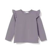 Bluzki damskie - Bluzka bawełniana z falbanką, liliowo-szara 116/122 - miniaturka - grafika 1