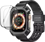 Akcesoria do smartwatchy - Pasek z Etui ochronnym + 2x Szkło hartowane Supcase Unicorn Beetle Pro & Tepmpered Glass do Apple Watch Ultra 49mm Black - miniaturka - grafika 1