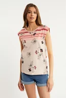 Koszulki i topy damskie - T-shirt damski w kwiatowy wzór - Monnari - miniaturka - grafika 1