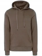 Bluzy męskie - Męska ocieplana bluza dresowa kangurka z kapturem L brązowy czekoladowy 157 - miniaturka - grafika 1