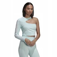 Koszulki i topy damskie - Koszulka damska Adidas Cropped Top miętowa asymetryczna krótka r. 36 - miniaturka - grafika 1
