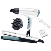 Suszarki do włosów - Remington Prostownica Shine Therapy S8500GP+Suszarka do włosów D5216 - miniaturka - grafika 1