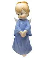 Figurki dekoracyjne - Figurka Aniołek porcelana niebieski 19cm 2497E - miniaturka - grafika 1