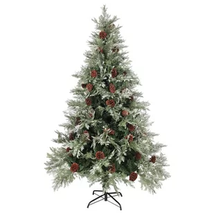 vidaXL Choinka z szyszkami zielono-biała 120 cm PVC i PE 340533 - Choinki - miniaturka - grafika 1