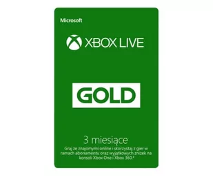 Microsoft Xbox Live Gold 3 miesiące - Kody i doładowania cyfrowe - miniaturka - grafika 1