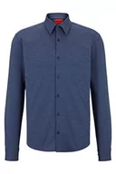 Koszule męskie - HUGO Męska koszula Ermo Slim-Fit z rozciągliwej bawełny z nitami na kołnierzu, granatowy, M - miniaturka - grafika 1