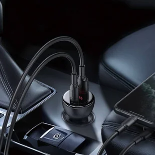 Baseus ładowarka samochodowa USB / USB Typ C 45 W 5 A SCP Quick Charge 4.0+ Power Delivery 3.0 ekran LCD + kabel USB Typ C - USB Typ C czarny (TZCCBX-C0G) - Ładowarki samochodowe - miniaturka - grafika 6