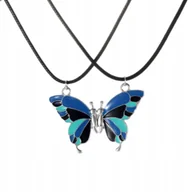 Biżuteria dla dzieci - Naszyjnik Best Friends - Granatowo-Turkusowy Motyl dla Przyjaciółek - miniaturka - grafika 1