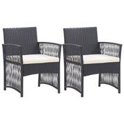 Fotele i krzesła ogrodowe - vidaXL Fotele ogrodowe z poduszkami, 2 szt., czarne, polirattan - miniaturka - grafika 1