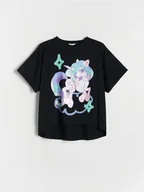 Bluzki dla niemowląt - Reserved - Bawełniany t-shirt z nadrukiem - czarny - miniaturka - grafika 1