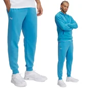 Spodnie męskie - Spodnie męskie dresowe Under Armour Rival Fleece Joggers 1379774-452 Niebieski Roz. M - miniaturka - grafika 1