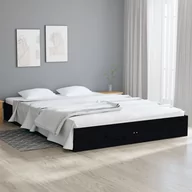 Łóżka - Lumarko Rama łóżka, czarna, lite drewno, 200 x 200 cm - miniaturka - grafika 1