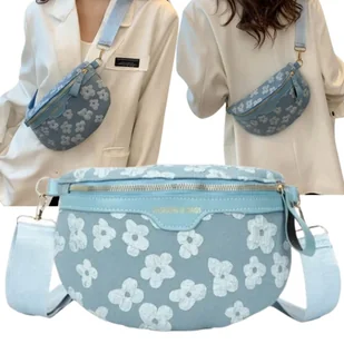 Torba Saszetka Damska Crossbody Nerka Na Ramię Pojemna Niebieska Kwiatki - Nerki Torba Saszetka Damska Crossbody Nerka Na Ramię Pojemna Niebieska Kwiatki - Nerki - miniaturka - grafika 1