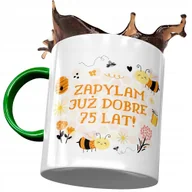 Kubki - Kubek Zielony na Urodziny 75 75te 75-te na Prezent z Nadrukiem ze Zdjęciem + Opakowanie na prezent (wzór 01) - miniaturka - grafika 1