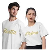 Walentynki - KOSZULKI DLA PAR NA WALENTYNKI PREZENT PIĘKNA I BESTIA - miniaturka - grafika 1