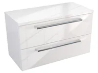 Szafki łazienkowe - Szafka Wisząca Z Blatem ATH 80 cm - Biały Wysoki Połysk - Uchwyty Chromowane - miniaturka - grafika 1