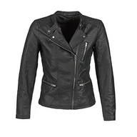 Kurtki damskie - ONLY Freya Biker damska kurtka ze sztucznej skóry z kołnierzem z klapą, czarny, 38 - miniaturka - grafika 1