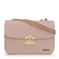 Torebki damskie - Damska crossbody z biżuteryjnym zapięciem różowa - miniaturka - grafika 1