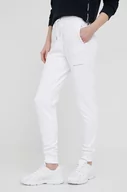 Spodnie damskie - Armani Exchange Armani Exchange Spodnie damskie kolor biały gładkie - miniaturka - grafika 1