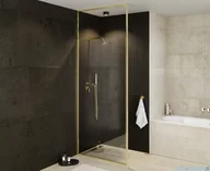 Kabiny prysznicowe - Besco Icon Gold 100x200cm kabina walk-in Złoty połysk/szkło przejrzyste ICG-100-200C - miniaturka - grafika 1