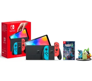 Nintendo Switch OLED Czerwono-niebieski + Gra Pokémon Legends Z-A + Figurka - Konsole Nintendo - miniaturka - grafika 1