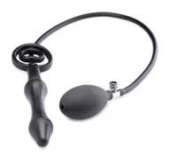 Korki analne - Master Series Devils Rattle Inflatable Silicone Anal Plug with Cock and Ball Ring - miniaturka - grafika 1