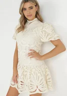 Sukienki - Jasnobeżowa Sukienka Cilleis - miniaturka - grafika 1