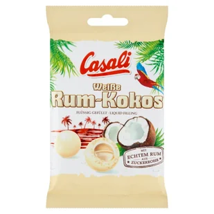 Casali Draże rum-kokos z płynnym nadzieniem w białej czekoladzie 100g - Gumy do żucia, lizaki, dropsy - miniaturka - grafika 1