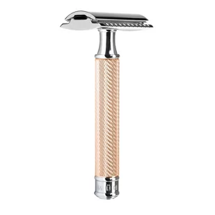 MÜHLE Młynek  maszynka do golenia  klasyczna zamkniętych grzebień  uchwyt czerwony pozłacany/chromowany/drobne ziselierung R89RG - Maszynki do golenia i wkłady - miniaturka - grafika 1