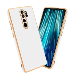 Pokrowiec Do Xiaomi RedMi NOTE 8 PRO Etui w Glossy Biały - Złoto TPU Silikonowe Obudowa Case Cover Cadorabo - Etui i futerały do telefonów - miniaturka - grafika 1