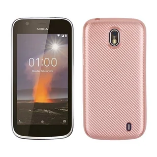 NoName Etui Carbon Fiber Nokia 1 różowo-złoty /rose gold - Etui i futerały do telefonów - miniaturka - grafika 1