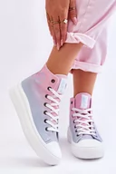 Trampki damskie - Trampki Wysokie Platforma Różowo-Niebieskie Big Star LL274A191 - Zazoo - miniaturka - grafika 1