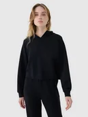 Bluzy damskie - 4F Bluza dresowa nierozpinana z modalem damska - czarna M - miniaturka - grafika 1