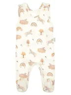 Śpiochy dla niemowląt - Niemowlęce śpioszki bawełniane z nadrukiem w jednorożce kremowe Nicol,r.62 - miniaturka - grafika 1
