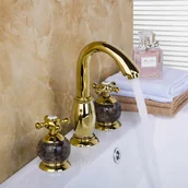 Baterie umywalkowe - Bateria umywalkowa retro PAPAGENA złota - miniaturka - grafika 1