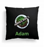 Poduszki dekoracyjne - Foto Poduszka Minecraft Gra Prezent Czarna +IMIĘ 1 - miniaturka - grafika 1
