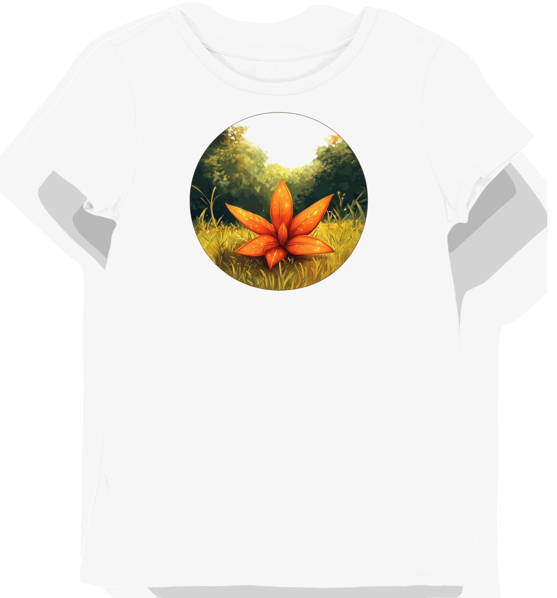 Koszulka damska biała z nadrukiem pomarańczowego liścia pikmina XS