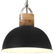 Lampy sufitowe - vidaXL Industrialna lampa wisząca, czarna, okrągła, 42 cm, E27, mango 320866 - miniaturka - grafika 1