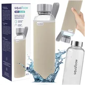 Shakery i bidony sportowe - AquaFloow: butelka szklana na wodę 700 ml etui beżowe butelka na wodę - miniaturka - grafika 1